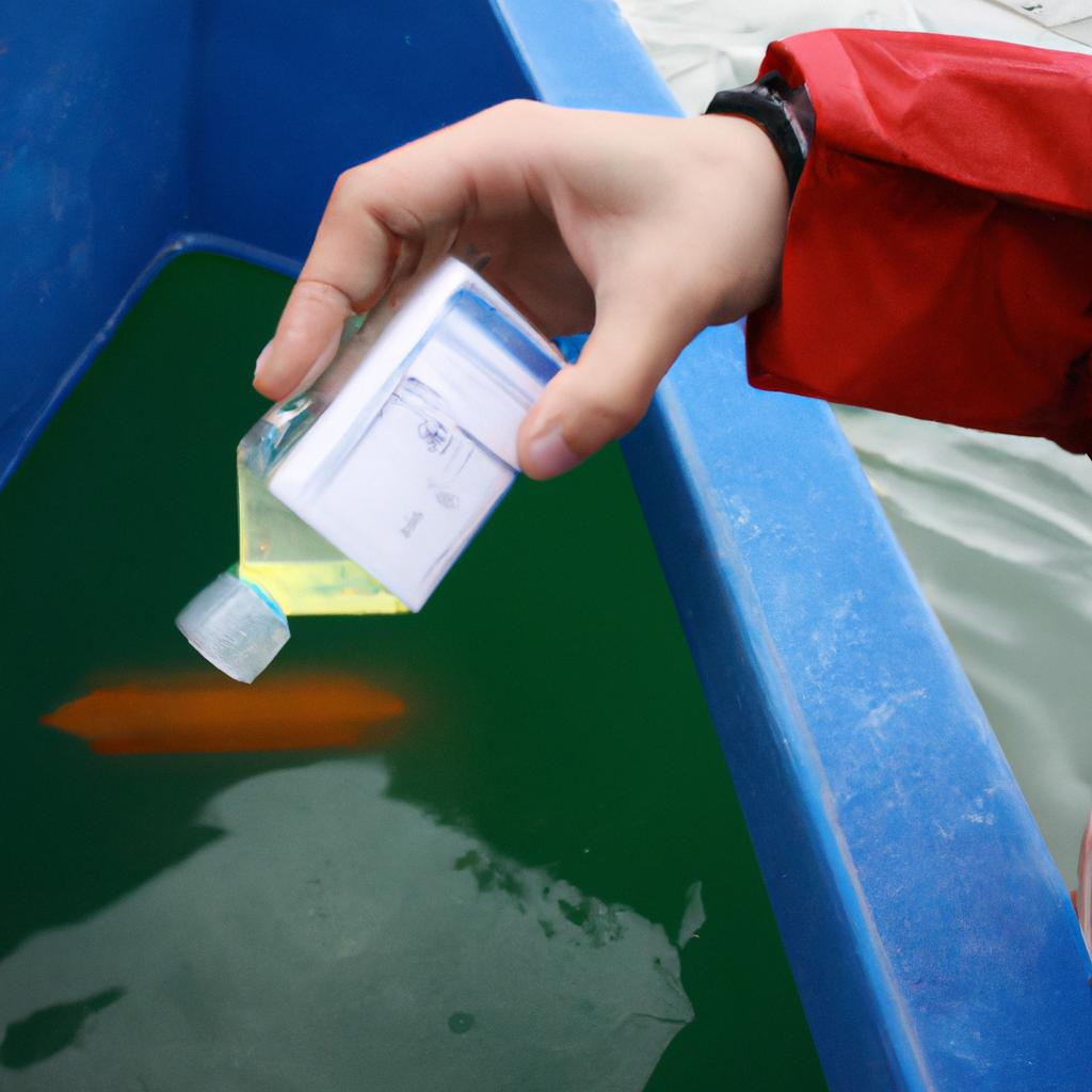 Person adjusting pH in wastewater