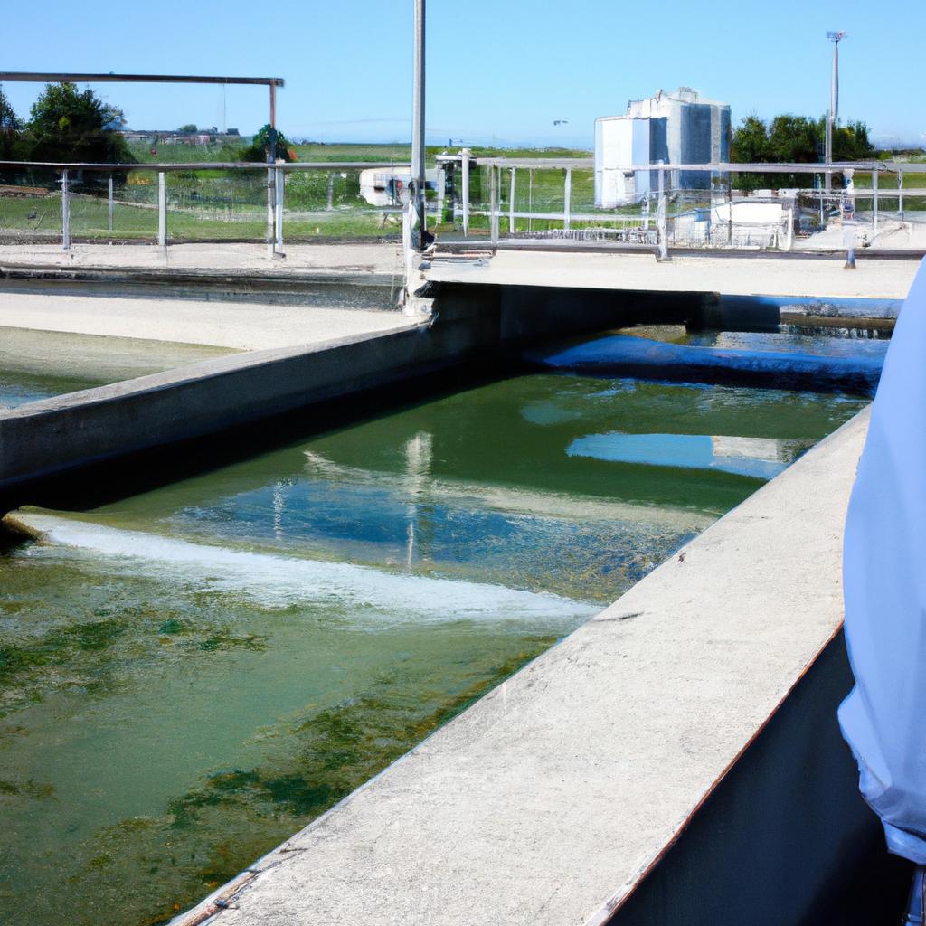Person observing wastewater treatment process
